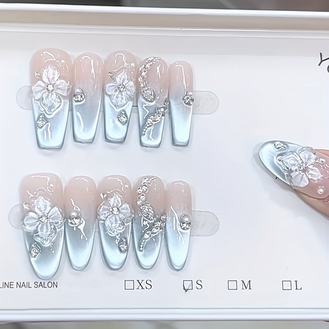 Nail Art Flower - 10 Stück hochwertige französische Küsten-Eisblumen dreidimensionale