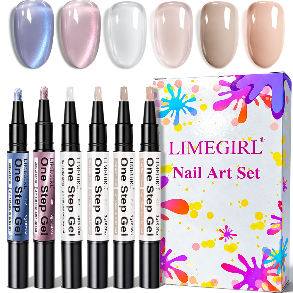 Nail Art Burgundy - 6-teiliges Nail-Art-Set, Gel-Nagellack-Stift, Burgunder-Serie, 3-in-1-Gel-Nagellack, schnelltrocknend,