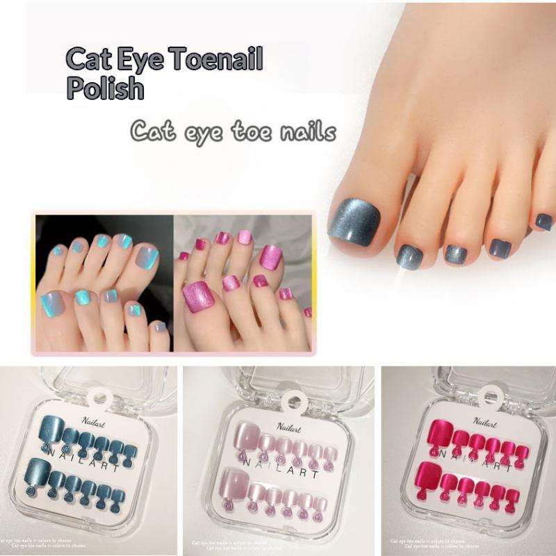 Nail Art Extension Cat Eye - 10 Stück/Box Französische Künstliche Nägel Glänzendes