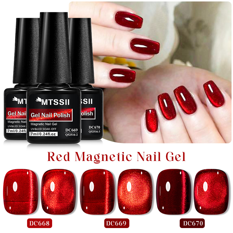 Nail Art Red Wine Cat Eye - Mtssii 7ML Weinrote Katze Magnetischer Gel-Nagellack