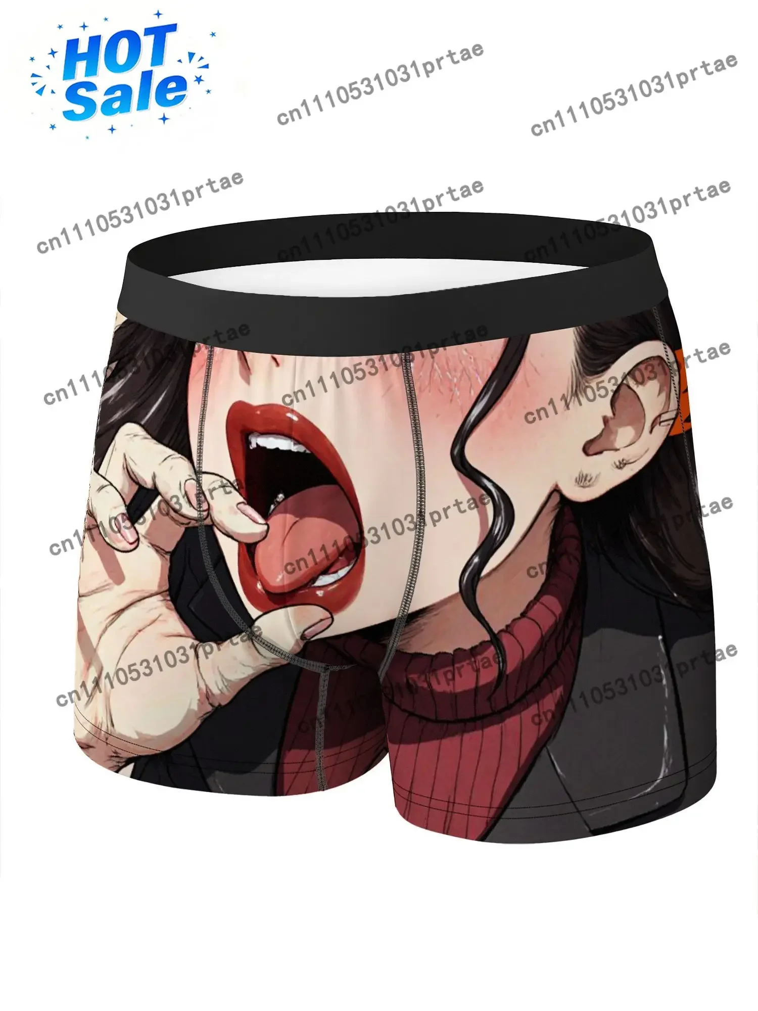 Nail Art Pink - Herren-Boxershorts im Anime-Manga-Stil mit Frauengesicht und