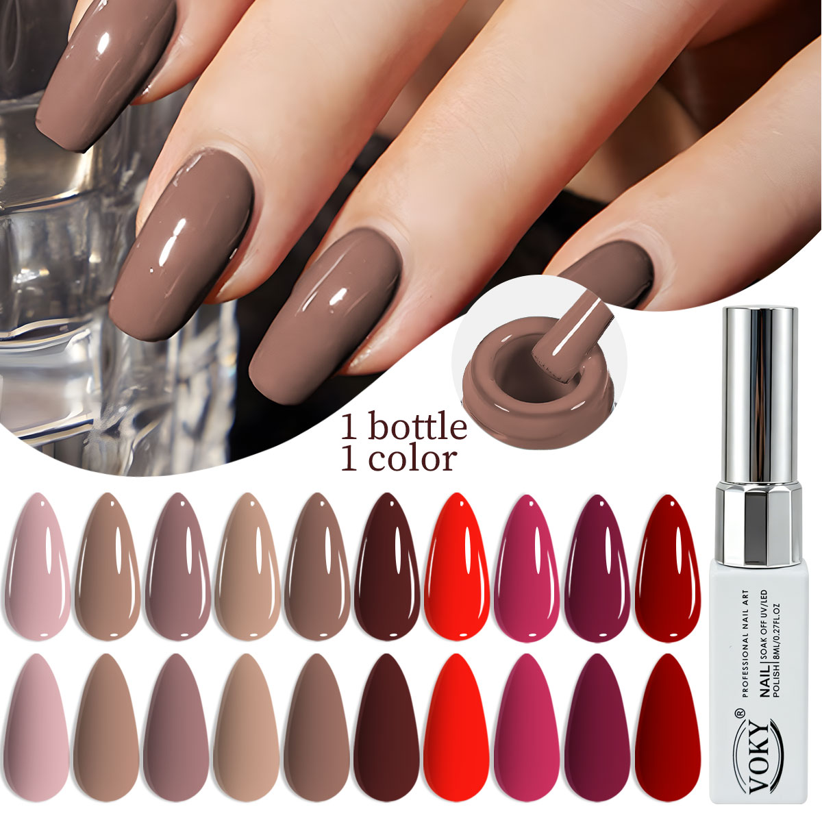 Nail Art Burgundy - VOKY Neue 8ml Glasflasche Gel-Nagellack in