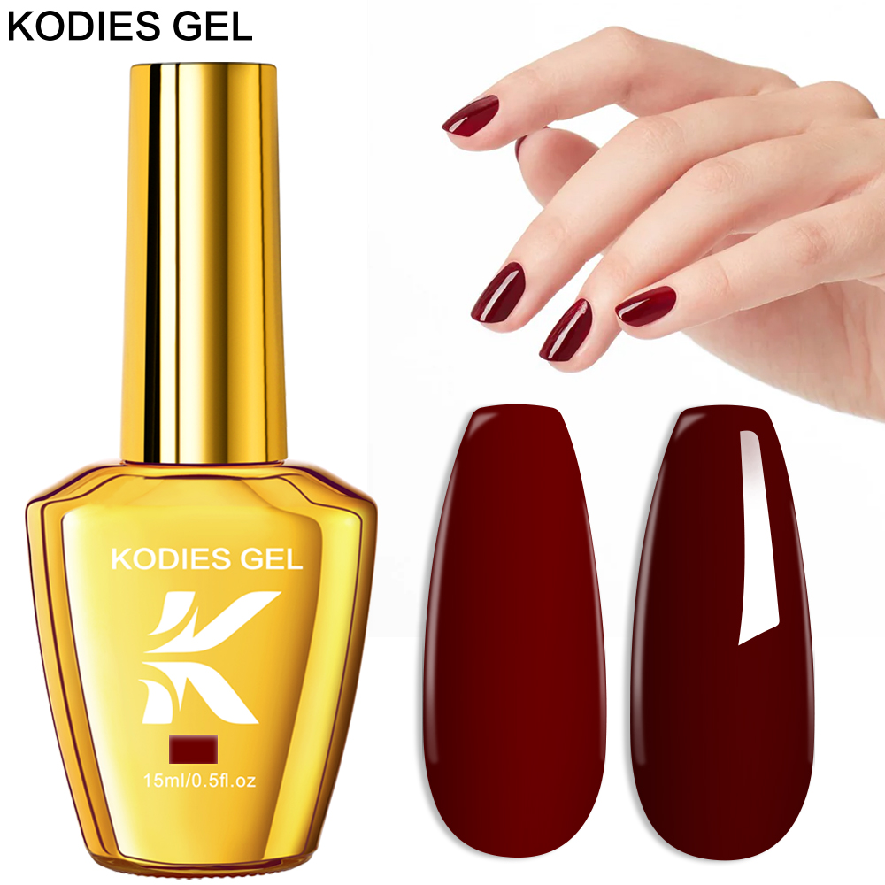 Nail Art Burgundy - KODIES GEL Burgunderroter Gel-Nagellack, 15 ml,