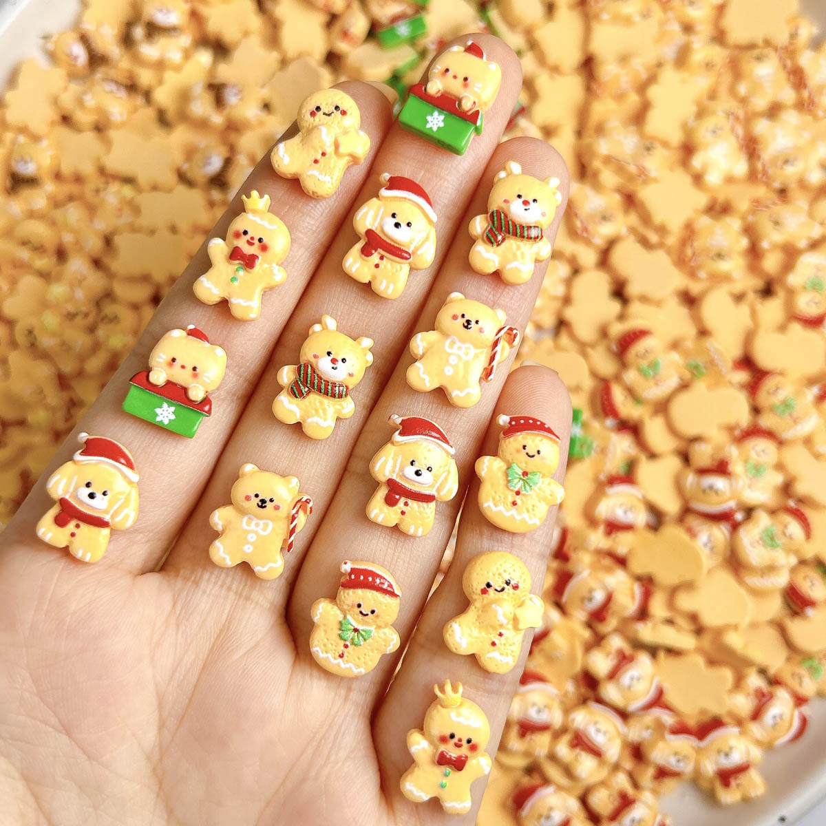 Nail Art Xmas - 20PCS Kawaii Weihnachten Lebkuchen Mann Elch
