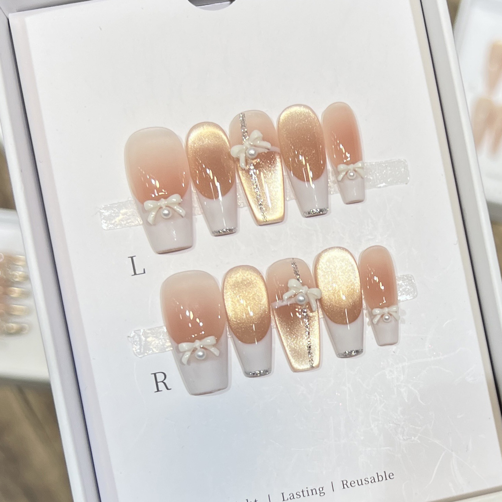 Nail Art Pink Cat Eye - 10PCS Frauen Rosa Drücken Sie auf