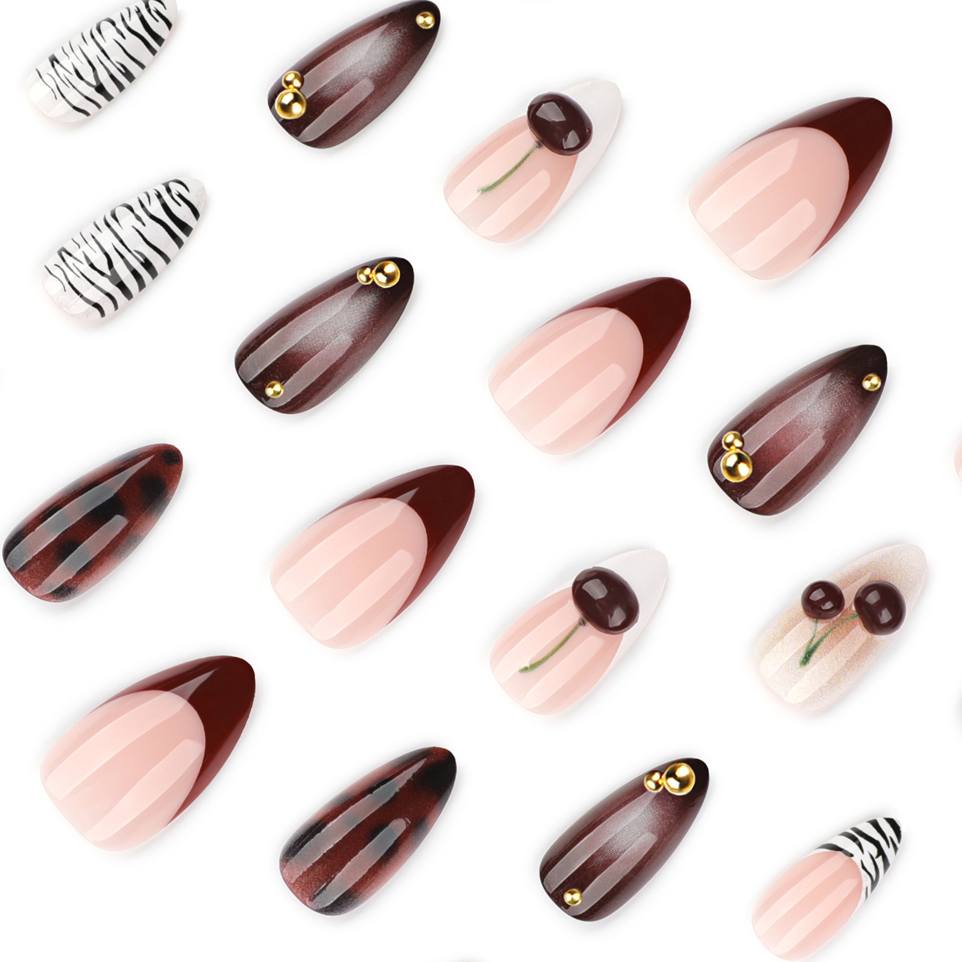 24 Stück Burgunder Nude Braun  – Nail Art Burgundy Bewertung und Preis