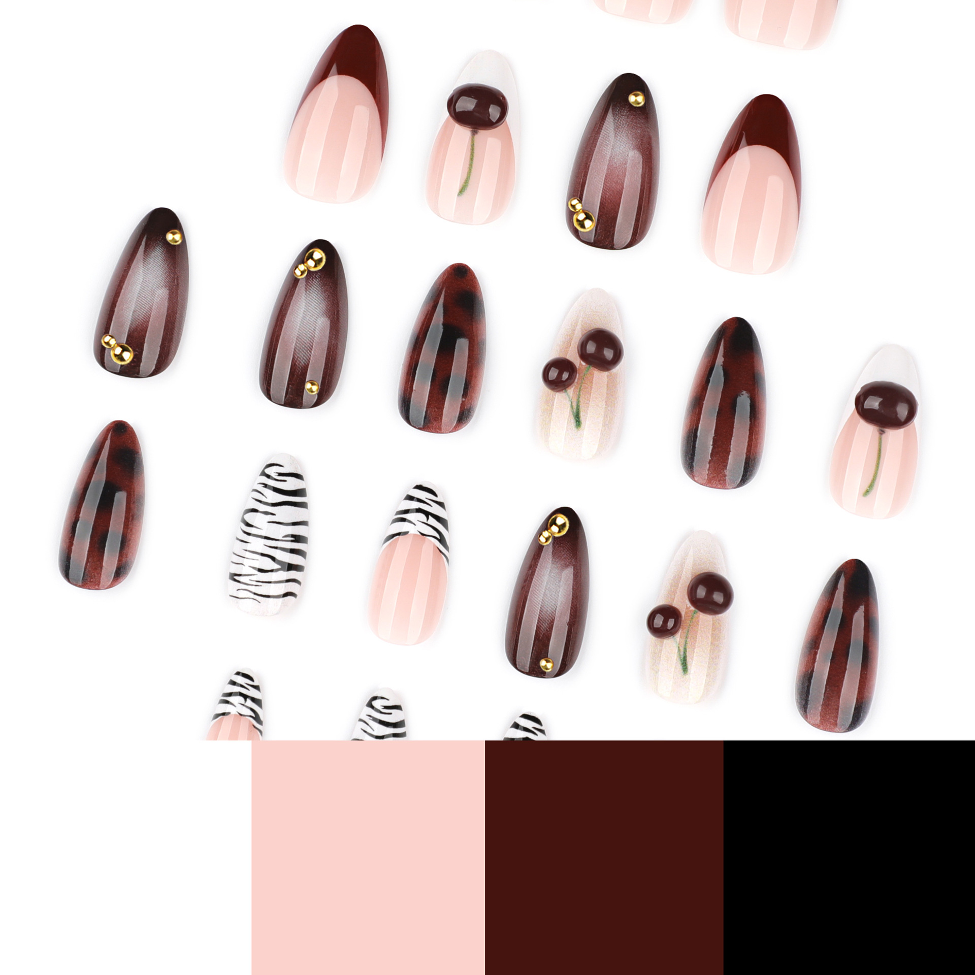 24 Stück Burgunder Nude Braun  – Nail Art Burgundy Bewertung und Preis