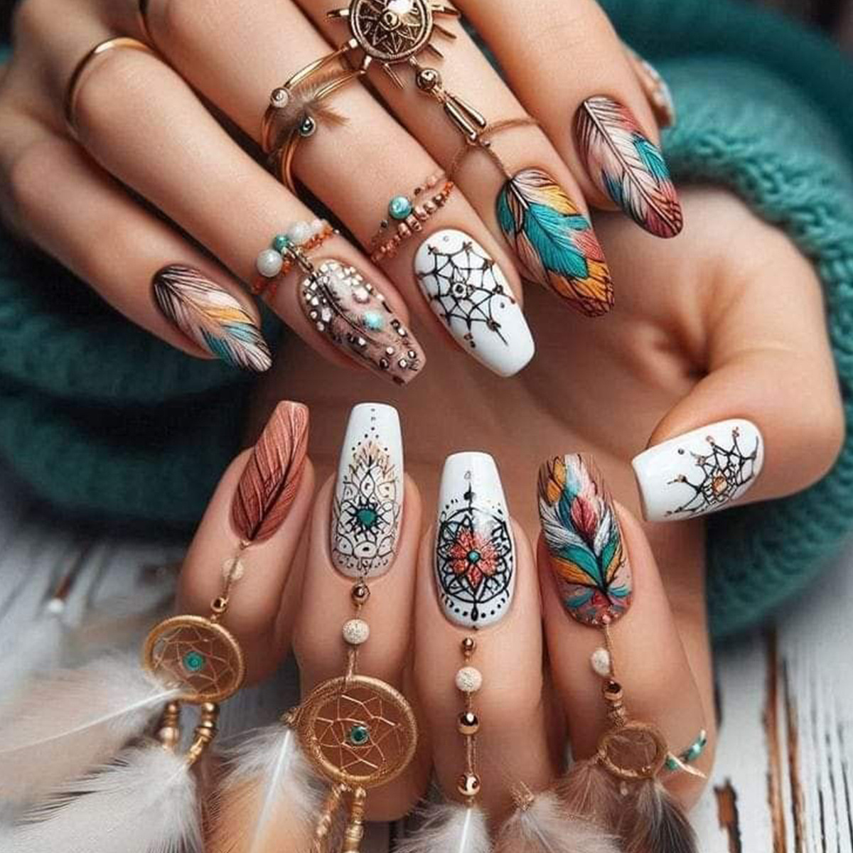 24 Stück/Set mittellange quadr – Nail Art Flower Bewertung und Preis