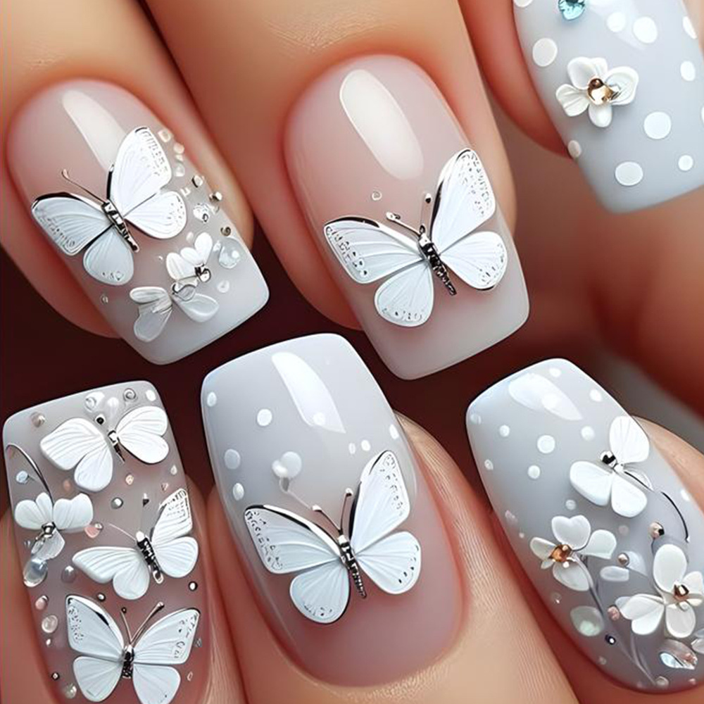 24 Stück/Set mittellange quadr – Nail Art Flower Bewertung und Preis