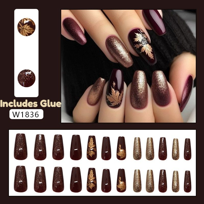 24 Stück elegante burgunderrot – Nail Art Burgundy Bewertung und Preis