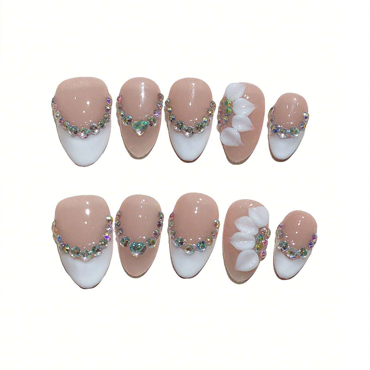 10 Stück Kurze Mandel-Press-On – Nail Art Flower Bewertung und Preis