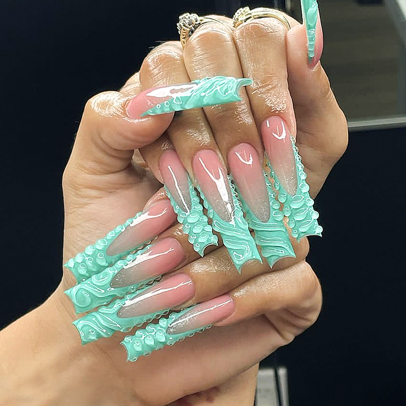 24 stücke 3D Wasser Tropfen Ge – Nail Art Pink Bewertung und Preis