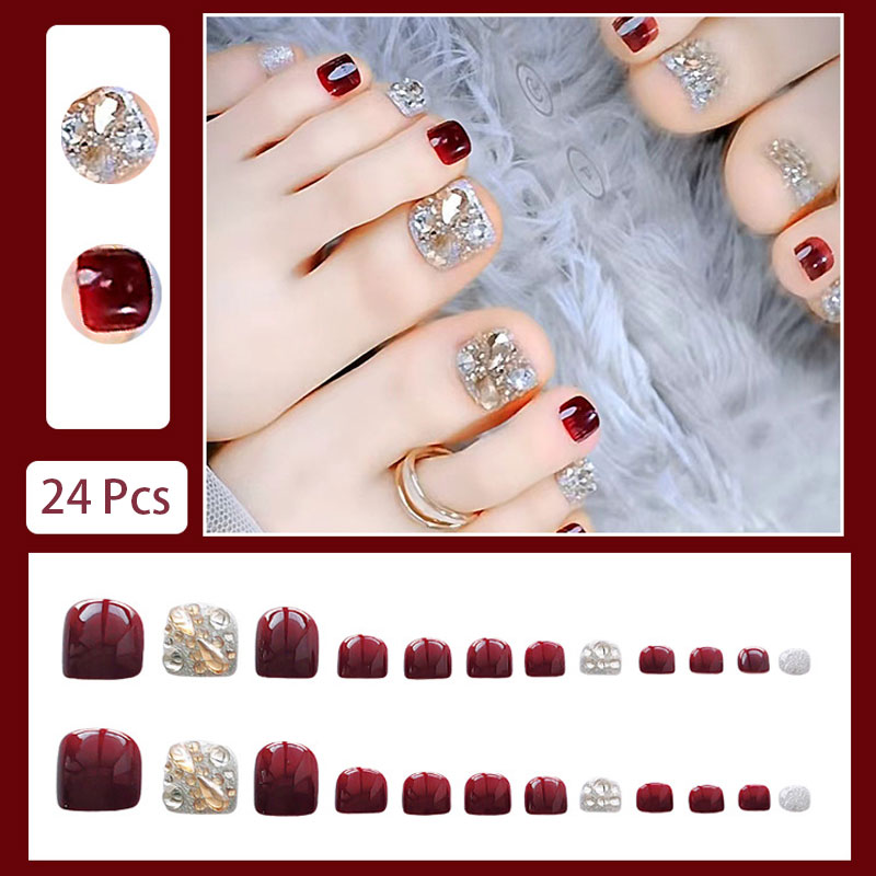 24 Stück Mädchen Künstliche Ze – Nail Art Burgundy Bewertung und Preis